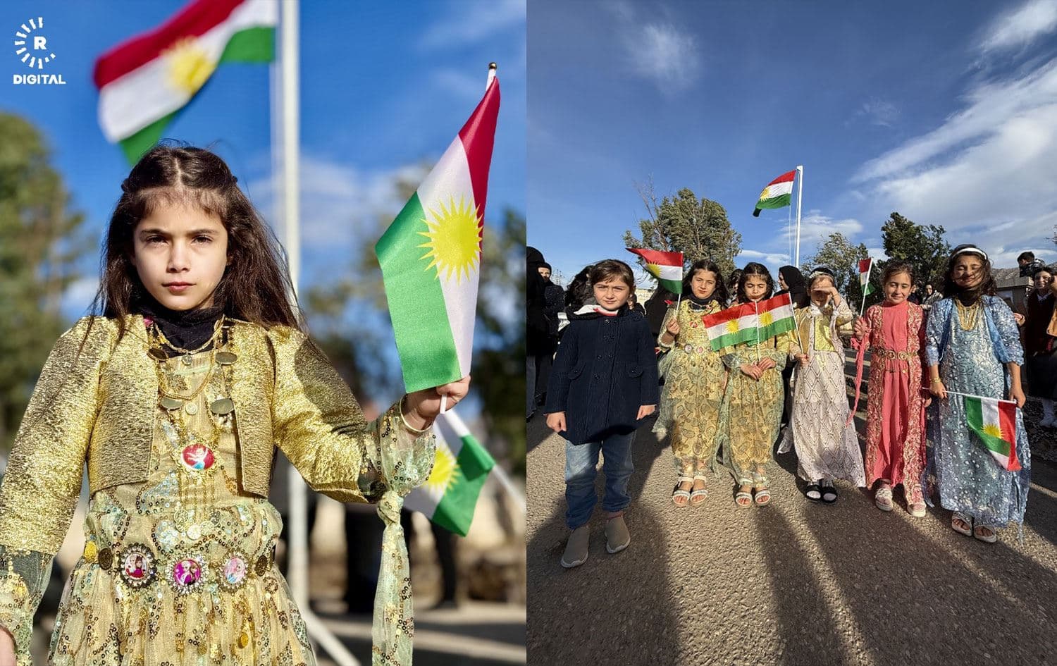 Xwendekar li Çemçemalê Alaya Kurdistanê bilind dikin / Wêne: Rûda