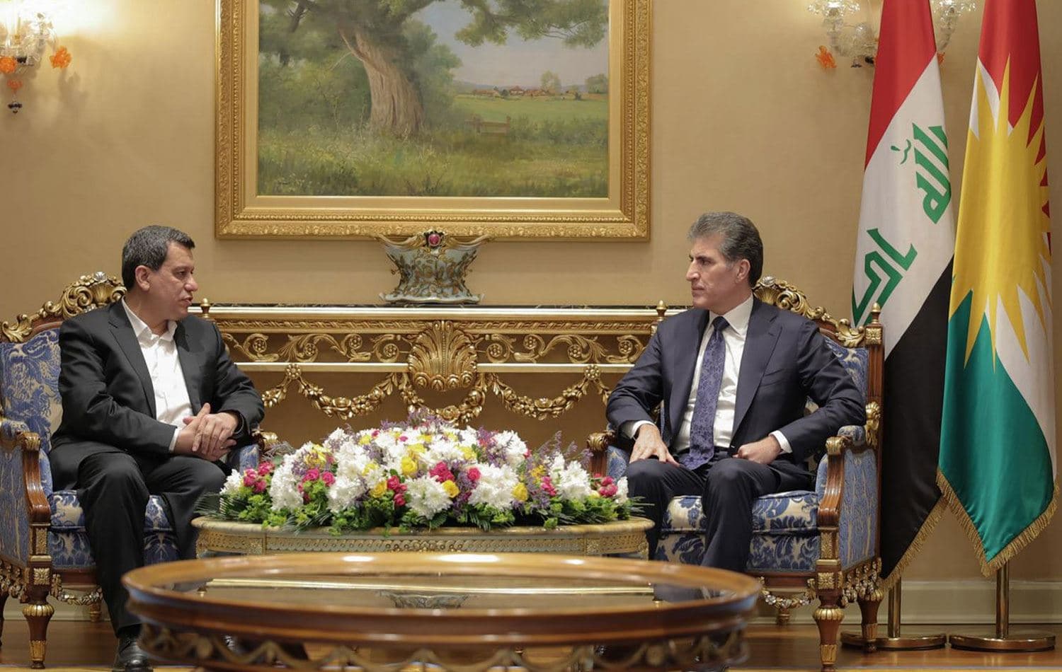 Neçirvan Barzani ile Mazlum Abdi bir araya geldi. / Foto: Rûdaw