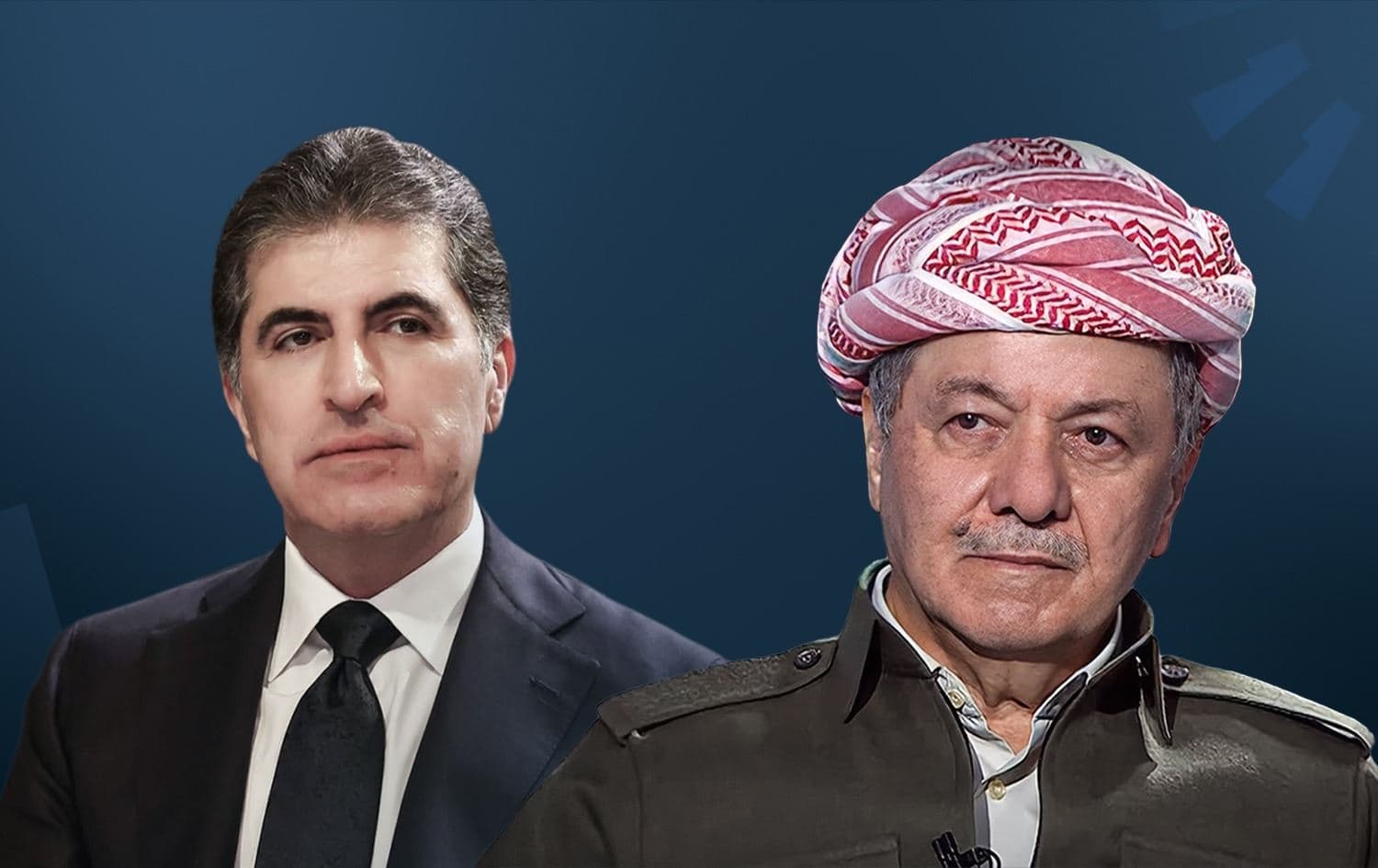 President Masoud Barzani (right), leader of the Kurdistan democratic Party (KDP) and Kurdistan Region President Nechirvan Barzani. Graphic: Rudaw