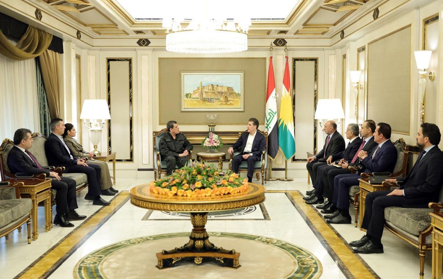Hevdîtina şandeya Rojavayê Kurdistanê û Nêçîrvan Barzanî / Wêne: Serokatiya Herêma Kurdistanê