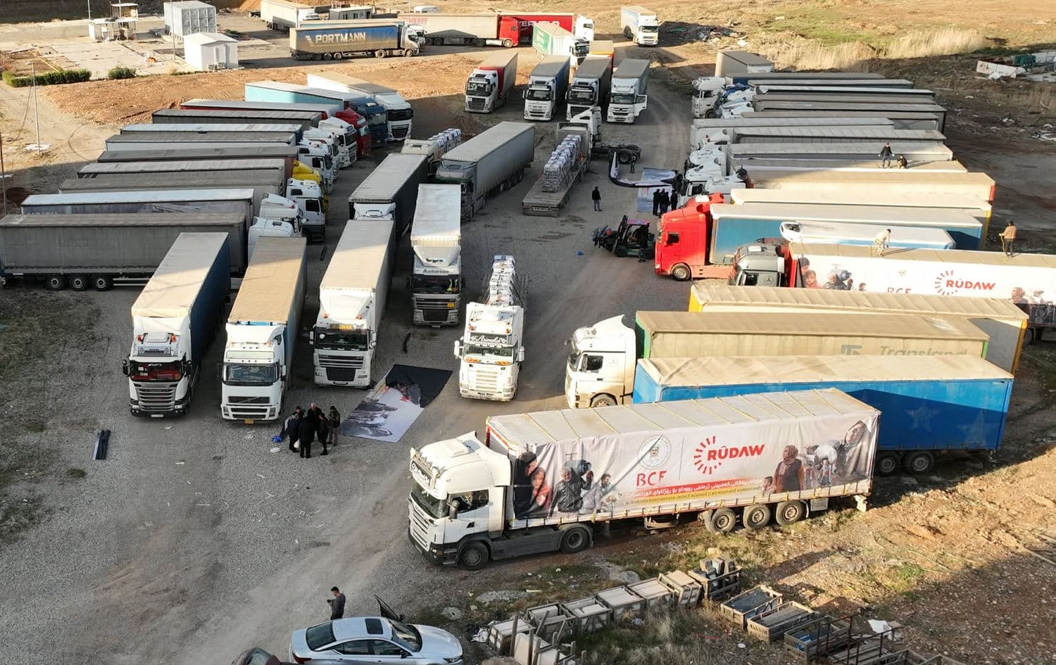 Aid trucks in Erbil on January 27, 2025. Photo: Bilind T. Abdullah / Rudaw