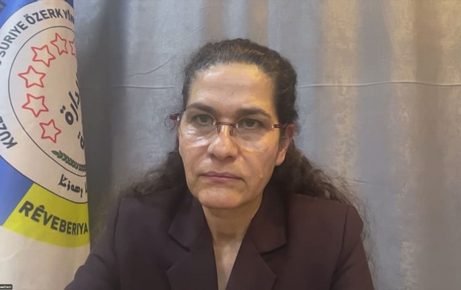Elham Ahmed, foreign relations co-chair for the Democratic Autonomous Administration of North and East Syria (DAANES) in a press conference on January 30, 2025. Photo: Screengrab / Rudaw