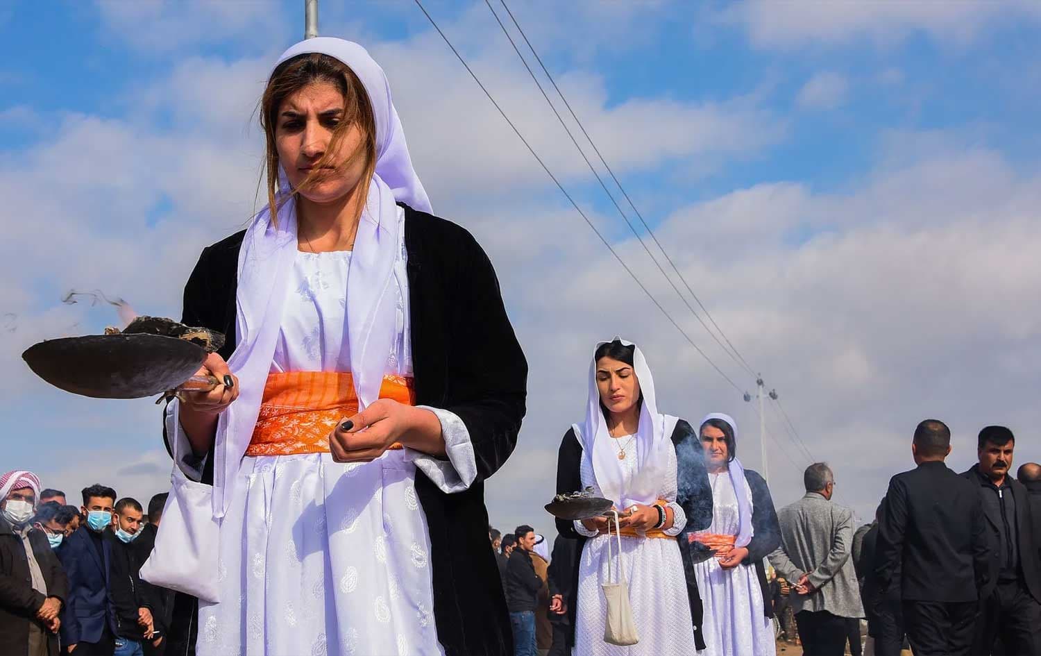 A mass funeral for Yazidi victims of ISIS genocide. File photo: AFP