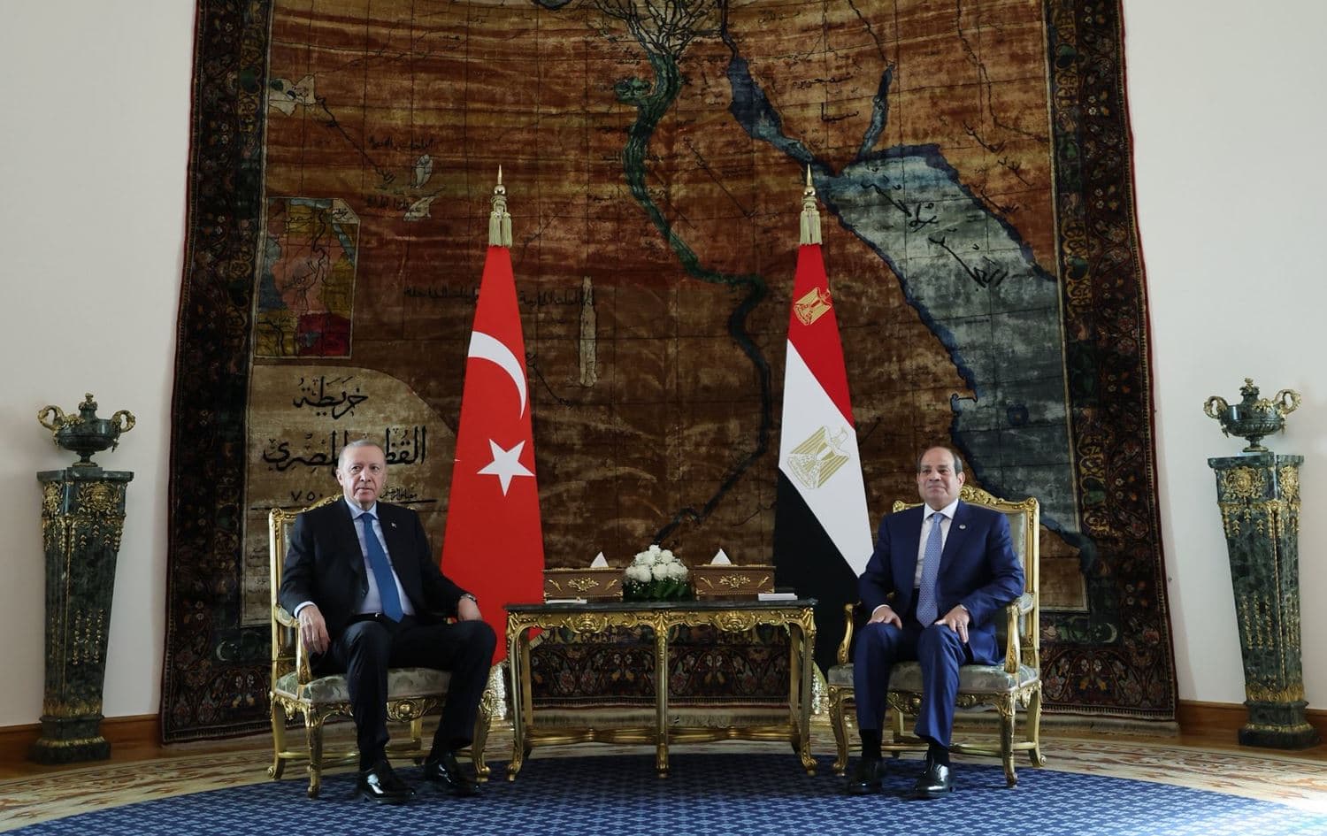 Turkish President Recep Tayyip Erdogan and Egyptian President Abdel Fattah el-Sisi meeting in Cairo on February 4, 2026. Photo: Turkish presidency