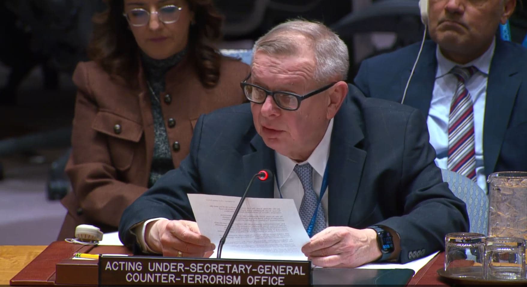 Alexandre Zouev, acting under-secretary-general of the UN counter-terrorism office, addresses the United Nations Security Council members on February 4, 2026. Photo: UNSC