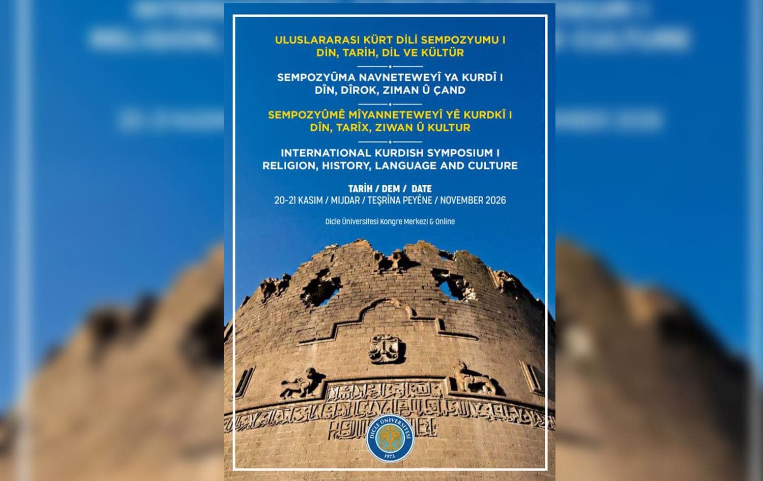 Afîşa Sempozyuma Kurdî ya Navneteweyî / Wêne: Rûdaw Grafîk