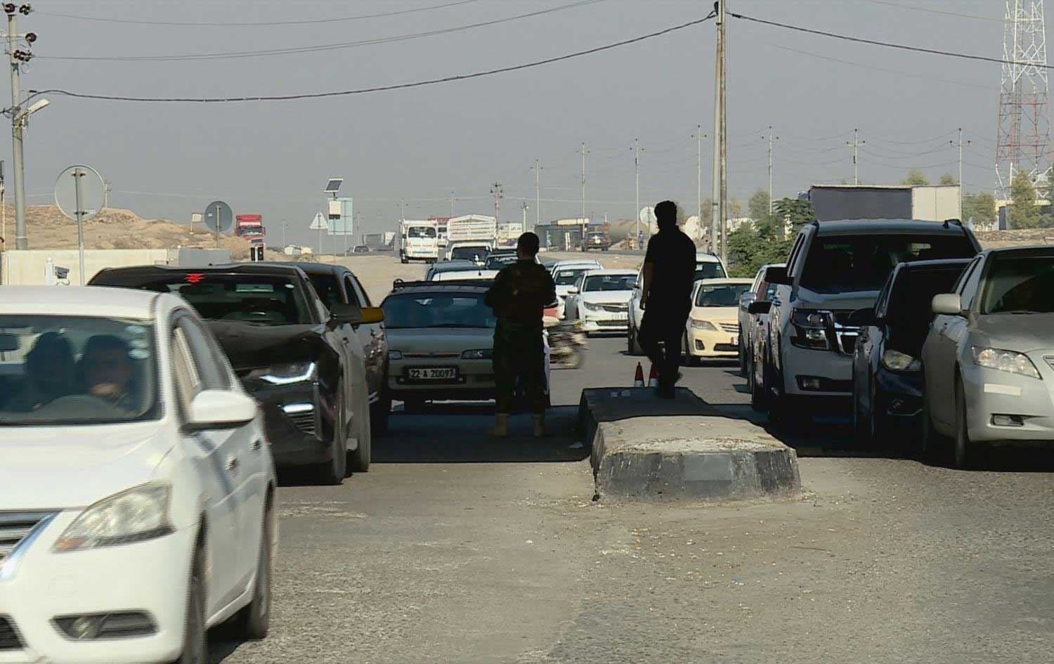 A checkpoint between Erbil and Kirkuk on November 19, 2024. File photo: Screengrab/Rudaw