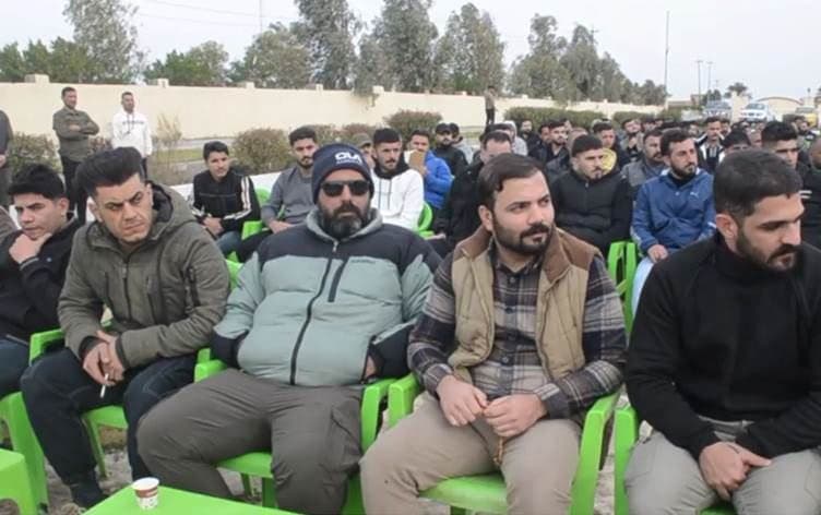 A number of volunteers attended a gathering in Diyala on February 6, 2026, to serve as a reserve force to support Iraq and Iran amid heightened regional tensions. Photo: Rudaw/screengrab