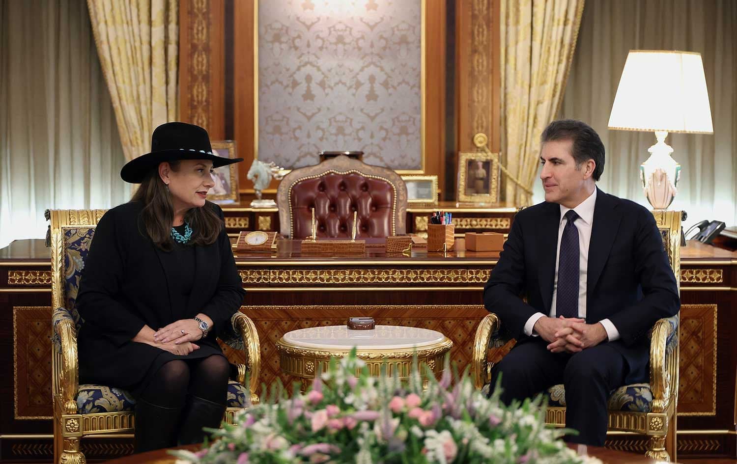 Kurdistan Region President Nechirvan Barzani (right) receives US Consul General Gwendolyn Green in Erbil on February 9, 2026. Photo: Kurdistan Region Presidency