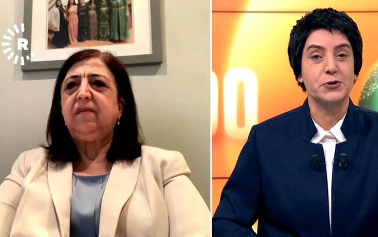Sinem Muhammed (solda), Washington’daki temasları ile ABD’nin Suriye ve Rojava politikasına dair son gelişmeleri Rûdaw TV'ye değerlendirdi.
