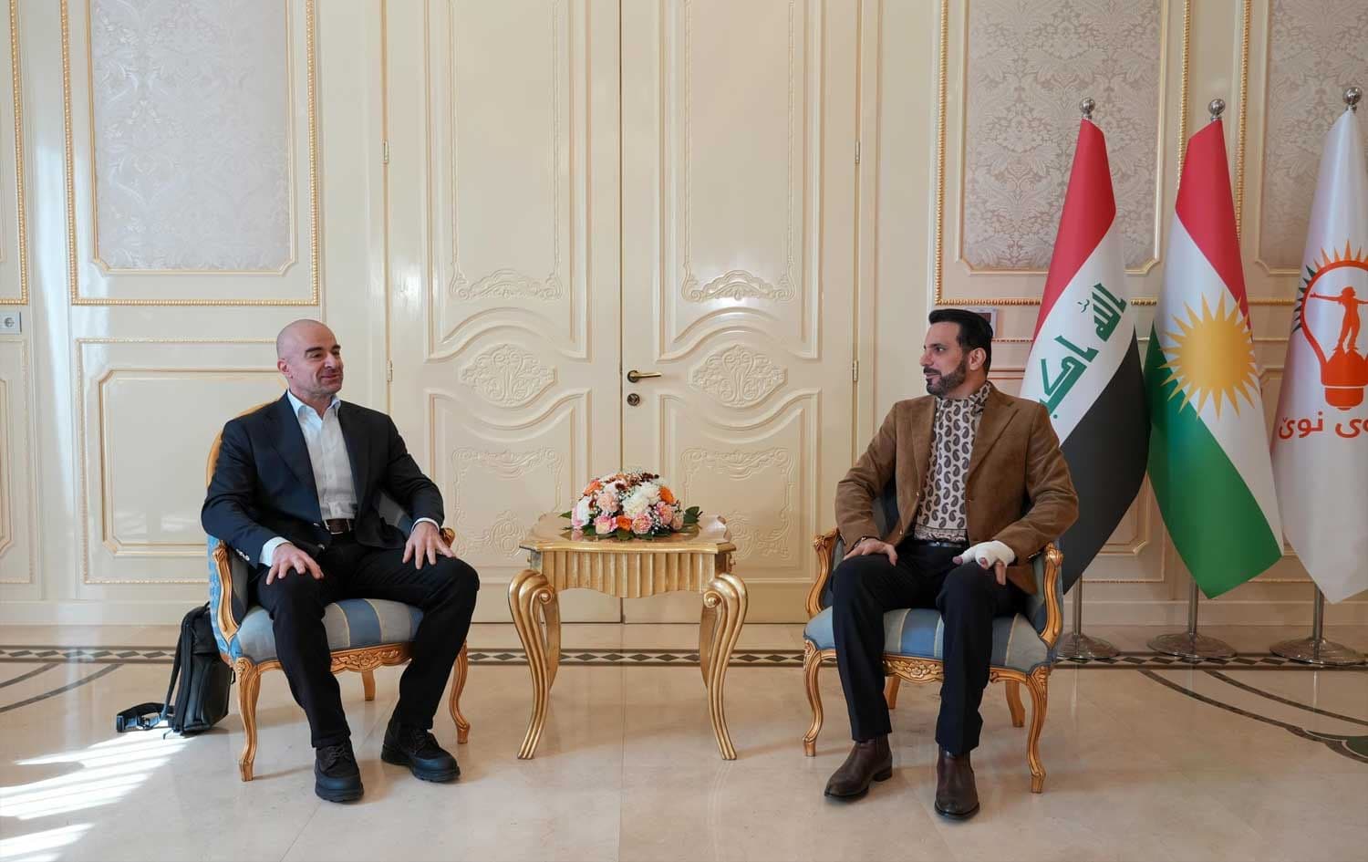 PUK President Bafel Talabani meets with New Generation Movement Shaswar Abdulwahid on February 17, 2026. Photo: PUK Media/ Facebook