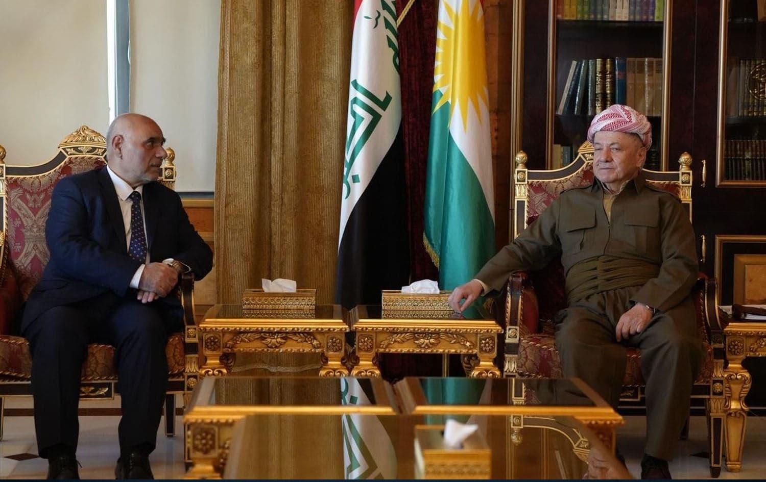 کۆبوونەوەی سەرۆک مەسعود بارزانی لە پیرمام لەگەڵ شاندێکی حزبی دەعوەی ئیسلامی