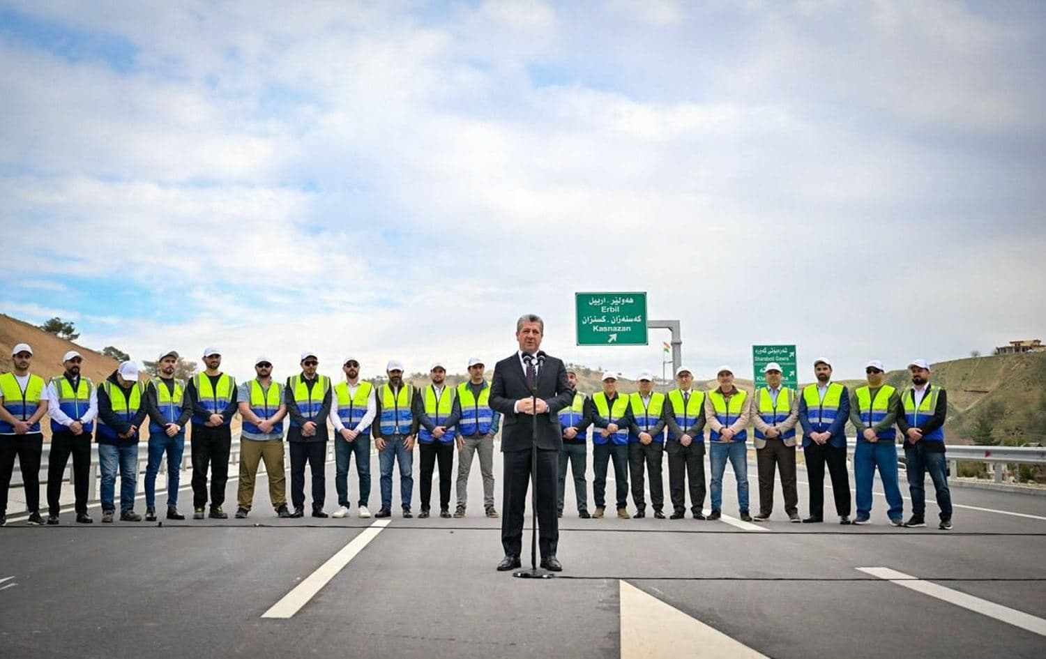 Kurdistan Region Prime Minister Masrour Barzani inaugurating the Erbil-Gomaspan road on February 24, 2026. Photo: KRG