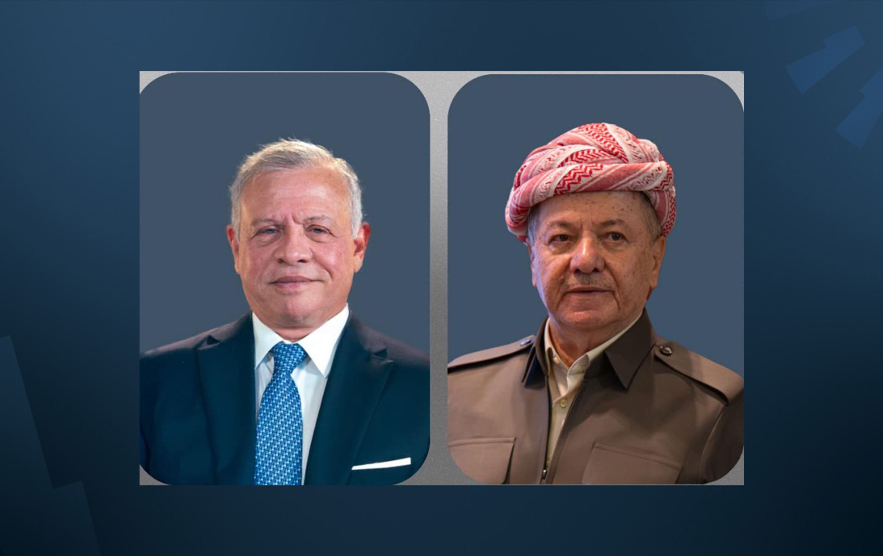 Şahê Urdinê Ebdulahê Duyem û Serok Mesûd Barzanî / Wêne: Rûdaw Grafîk