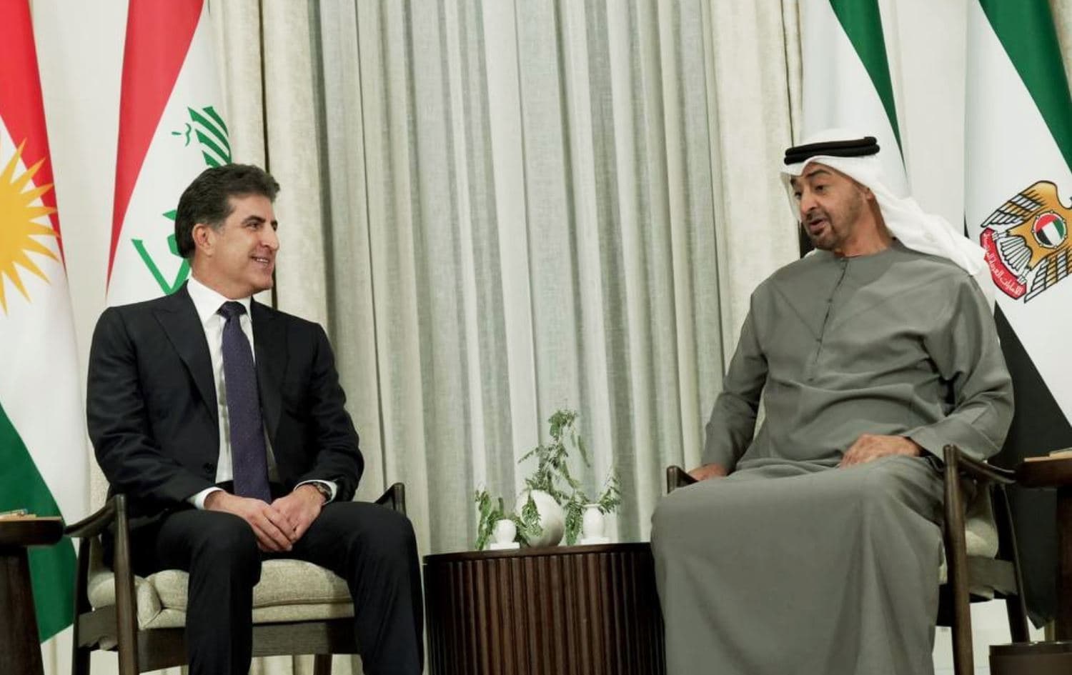 Nêçîrvan Barzanî û Mihemed bîn Zeyd El Nehyan Wêne: Serokatiya Herêma Kurdistanê