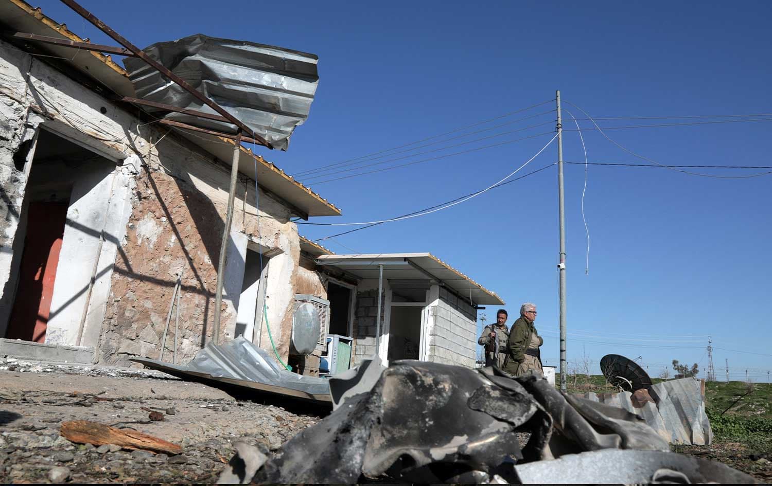 Iranian Kurdish Peshmerga of the Kurdistan Democratic Party of Iran (KDPI) inspect damage at Azadi Camp after an Iranian cross-border attack in Koya, east of Erbil, on March 3, 2026. File photo: AFP