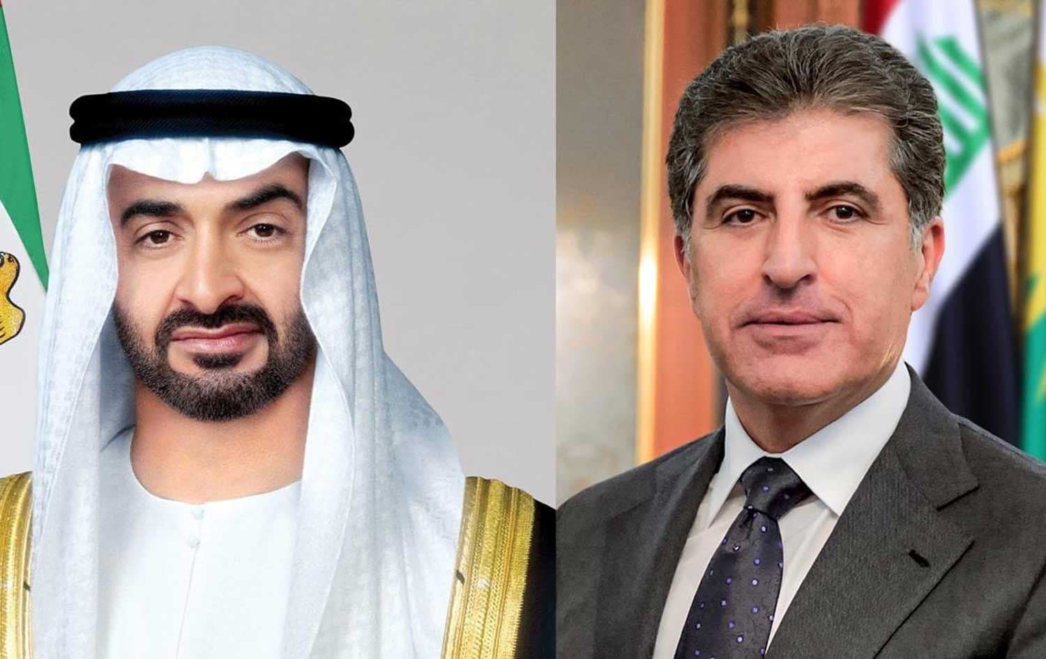 Kurdistan Region President Nechirvan Barzani (right) and UAE President Mohamed bin Zayed Al Nahyan. Photo: Kurdistan Region Presidency