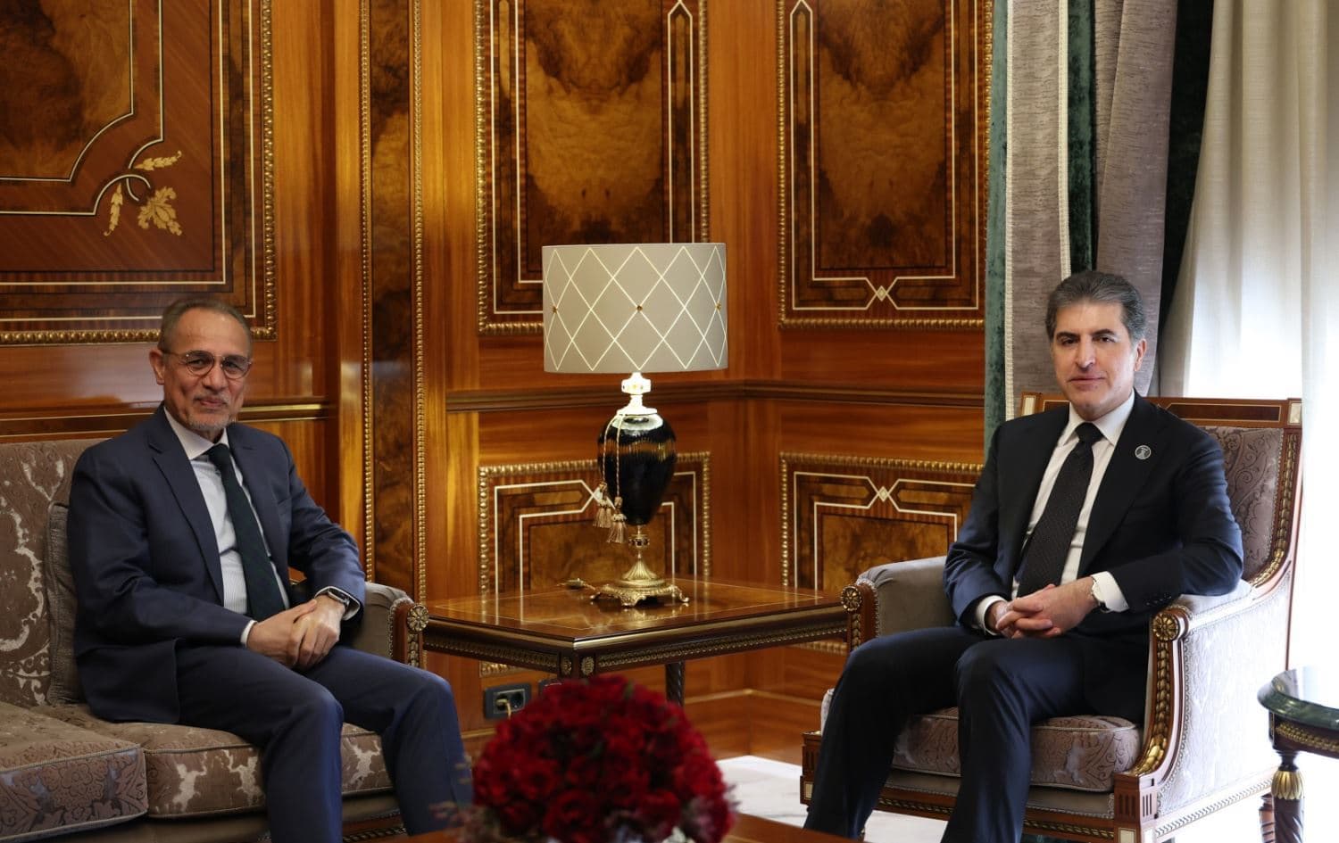 Xûlam Mihemed Îshaqzayî û Nêçîrvan Barzanî / Wêne: Serokatiya Herêma Kurdistanê