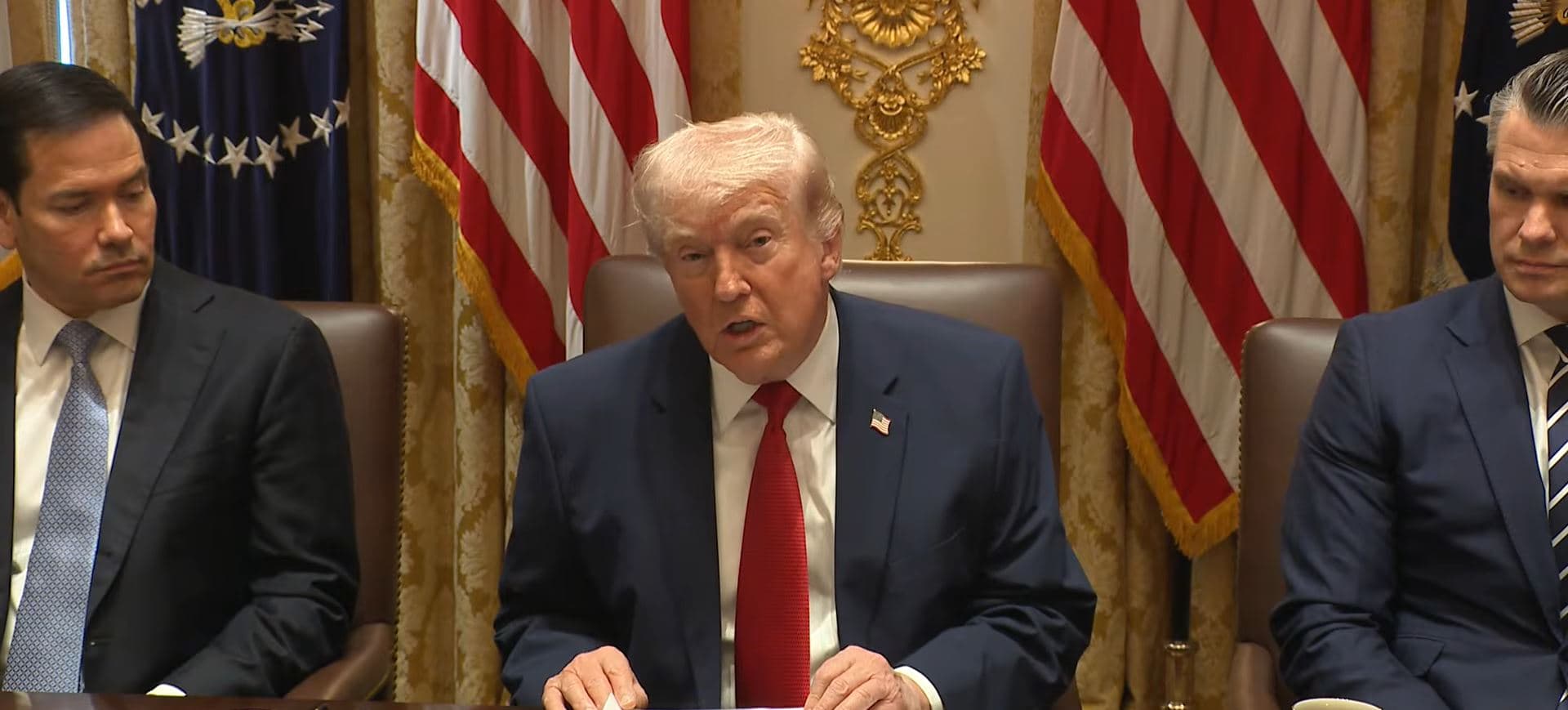 US President Donald Trump speaks at a cabinet meeting on March 27, 2026. Photo: Screengrab/Rudaw