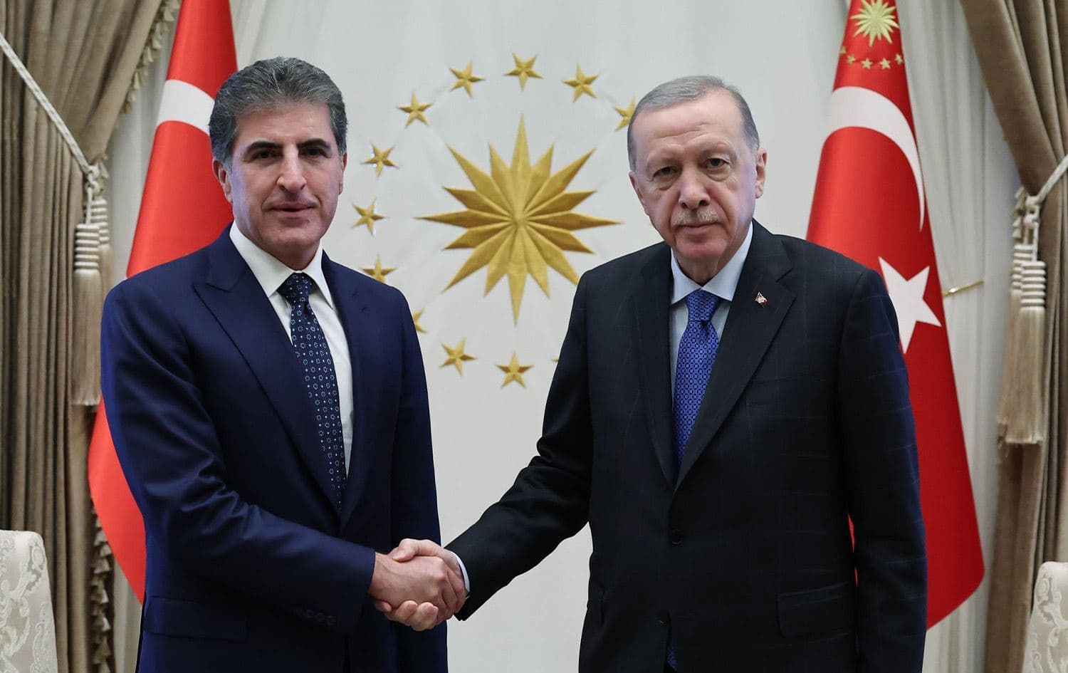 Kurdistan Region President Nechirvan Barzani meets with Turkish President Recep Tayyip Erdogan in Ankara on October 16, 2024. Photo: Turkish Presidency/X