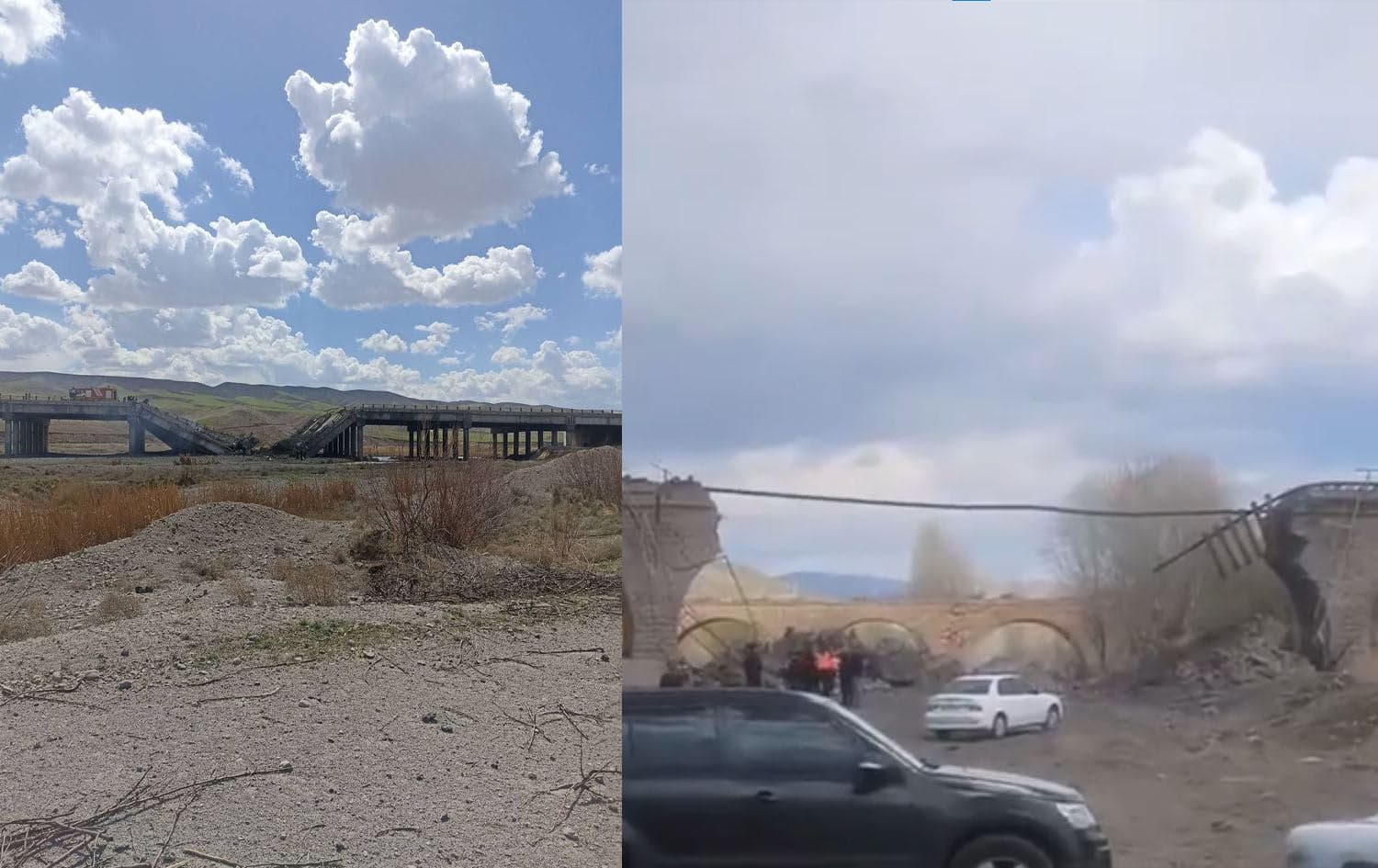 وێنەی دوو پردی ئێران دوای بۆردوومانکردنیان لەلایەن ئەمریکا و ئیسرائیلەوە