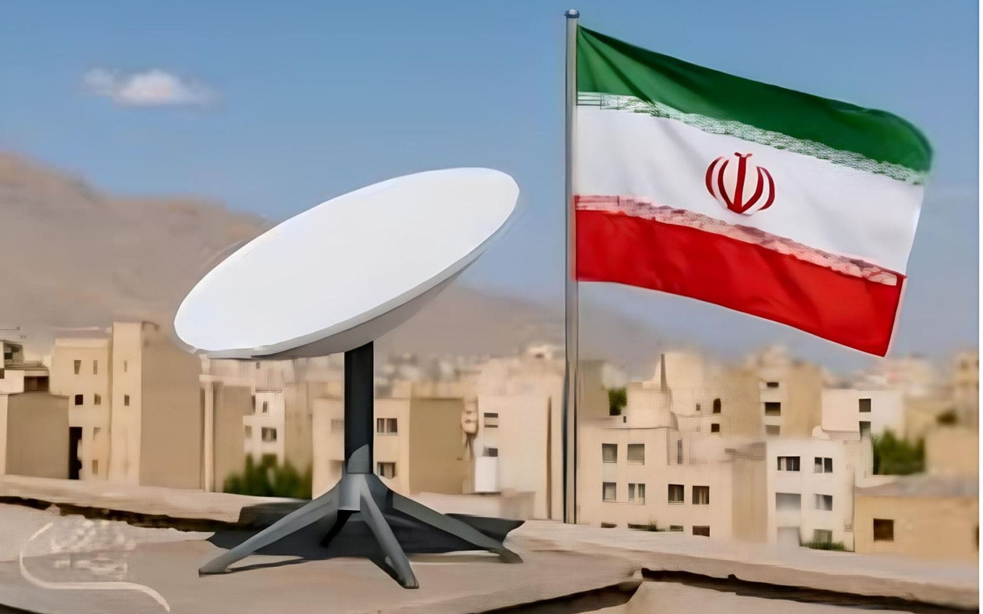 ئاڵای ئێران و ئامێرێکی ستارلینک. وێنەکە بۆ روونکردنەوەی زیاتری هەواڵەکەیە