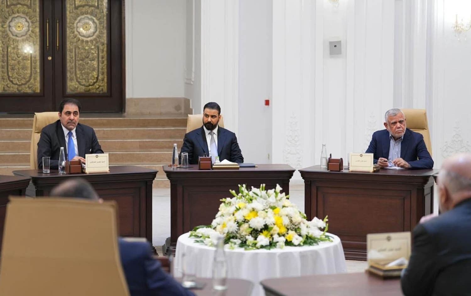 Iraqi Prime Minister-Designate Ali al-Zaidi (middle) pictured during a Shiite Coordination Framework meeting in Baghdad on April 27, 2026. Photo: FrameCF/X