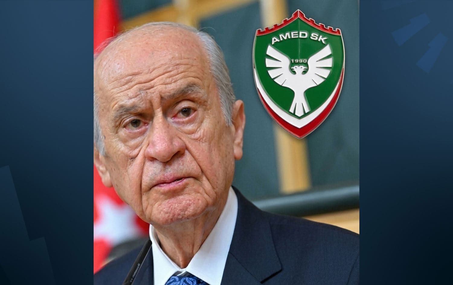 Devlet Bahçelî û logoya Amedsporê / Wêne: Gemini