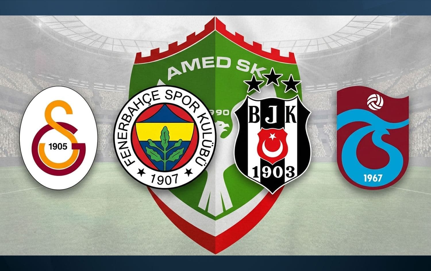 Logoyên Amedspor û Galatasaray, Fenerbahçe û Beşiktaş û Trabzonsporê / Wêne: Gemini