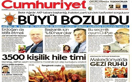 TÜRKİYE BASIN ÖZETİ – ‘3 bin 500 kişilik hile timi’