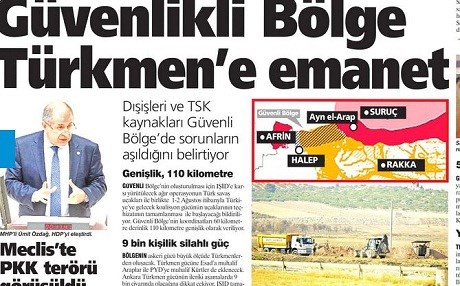 Rojnameyên Tirkiyê – Tirkiye hêzên tirkmen li “herêma aram” bicîh dike