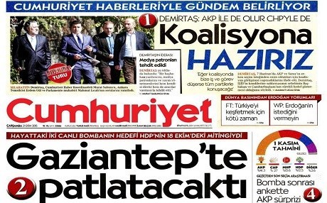 Rojnameyên Tirkiyê – HDPê ji tirsa êrişa xwekujî mitîng betal kir