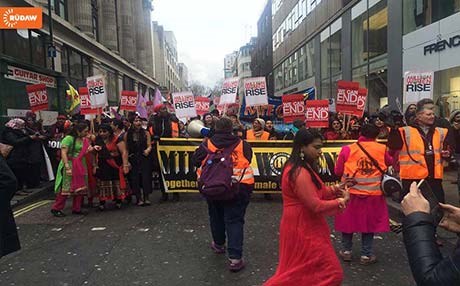 لە لەندەن رێپێوانێک بەبۆنەی رۆژی جیهانی ئافرەتان بەڕێوەچوو