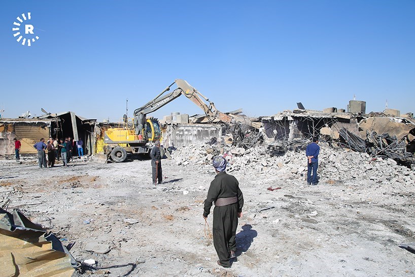 Rûxandina dikanên şewitî yên Bazara Lenge ya Hewlêrê