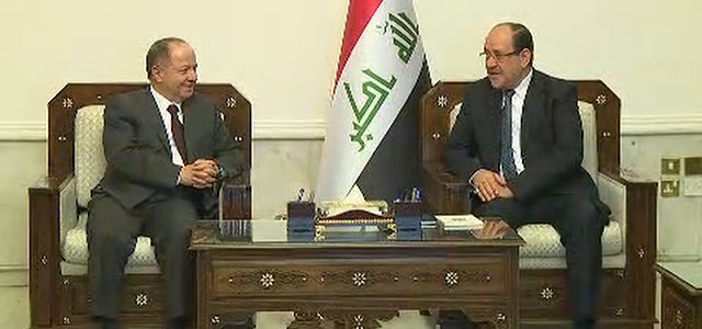 Serok Barzanî û Nûrî Malikî tekezî li ser çareserkirina pirsgirêkên Hewlêr û Bexdayê dikin