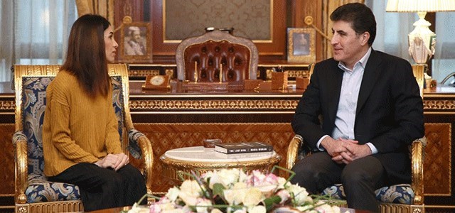 Nêçîrvan Barzanî pêşwazî li Nadiya Murad kir