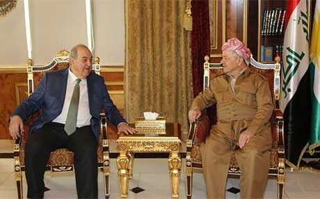 Serok Barzanî û Eyad Ellawî rewşa siyasî ya Iraq û navçeyê gotûbêj kirin