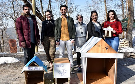 MUŞ - Üniversite öğrencileri sokak hayvanları için barınak yaptı