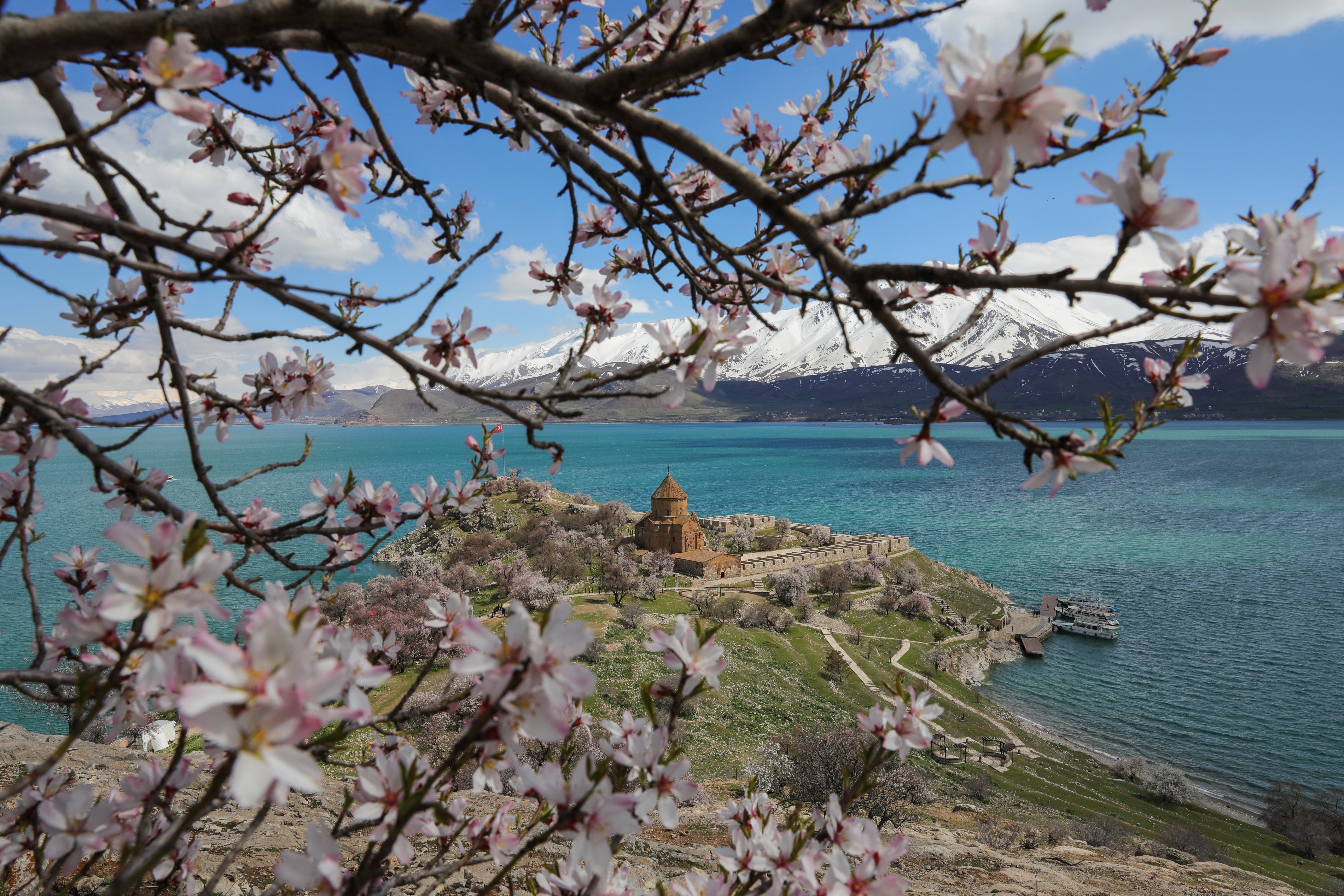 FOTO - Çiçeklere bürünen Akdamar Adası görsel şölen sunuyor