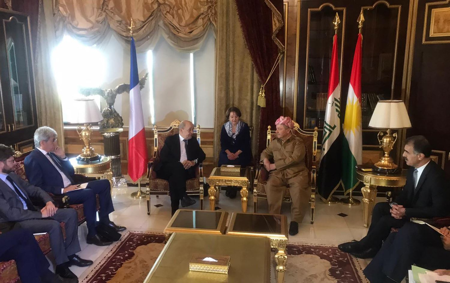 سەرۆک بارزانی و ژان ئیف لودریان کۆبوونەوە