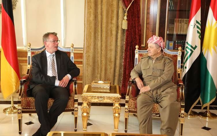 Serok Barzanî û balyozê nû yê Almanyayê alozî û xwepêşandanên li Iraqê gotûbêjkirin