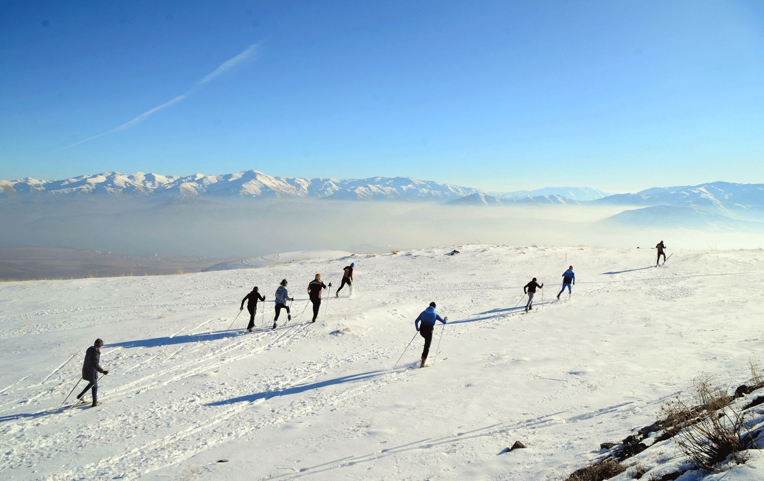 Bitlisli kayakçılar şampiyonalara Nemrut Dağı’nda hazırlanıyor