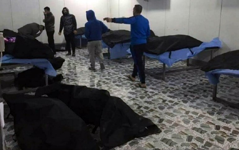 تەرمی قاسم سولەیمانی و کوژراوانی دیکە لە نەخۆشخانەی موسەننای سەربازیی لە بەغدا