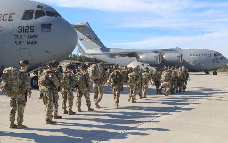 ناردنی هێزی ئەمریکی لە دوو رۆژی رابردوو بۆ رۆژهەڵاتی نێوەڕاست. وێنە: AFP