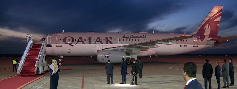 فڕۆکەی وەزیری دەرەوەی قەتەر لە هەولێر