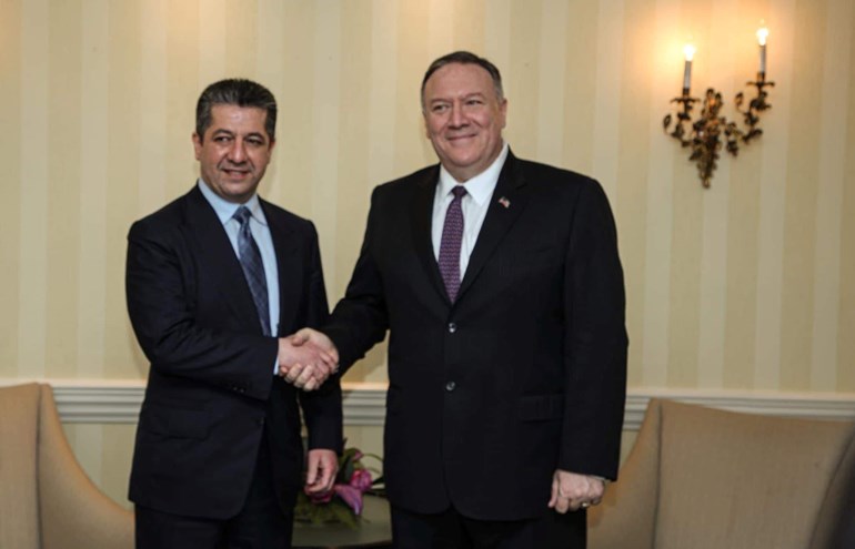 کۆبوونەوەی مەسرور بارزانی، سەرۆکوەزیرانی هەرێمی کوردستان لەگەڵ مایک پۆمپەیۆ، وەزیری دەرەوەی ئەمریکا