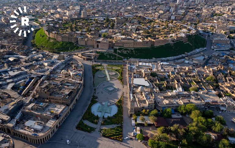 Seen from the air, Erbil citadel and central bazaar have been left deserted since lockdown measures came into force. Photo: Bilind T. Abdullah / Rudaw