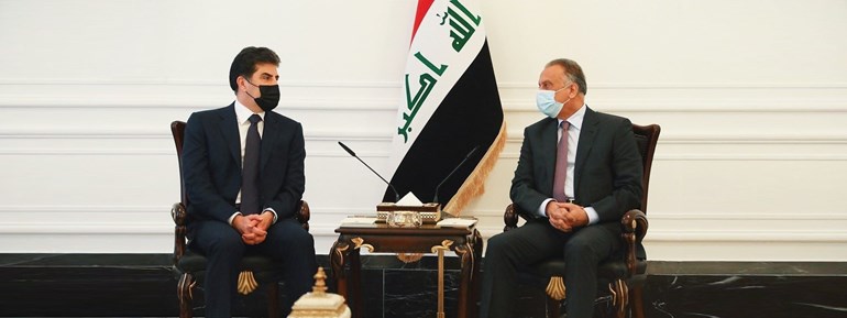 کۆبوونەوەی نێچیرڤان بارزانی، سەرۆکی هەرێمی کوردستان و مستەفا کازمی، سەرۆکوەزیرانی عێراق