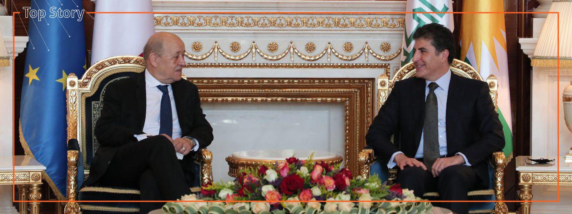  کۆبوونەوەی نێچیرڤان بارزانی، سەرۆکی هەرێمی کوردستان و ژان ئیڤ لۆدریان، وەزیری دەرەوەی فەرەنسا 