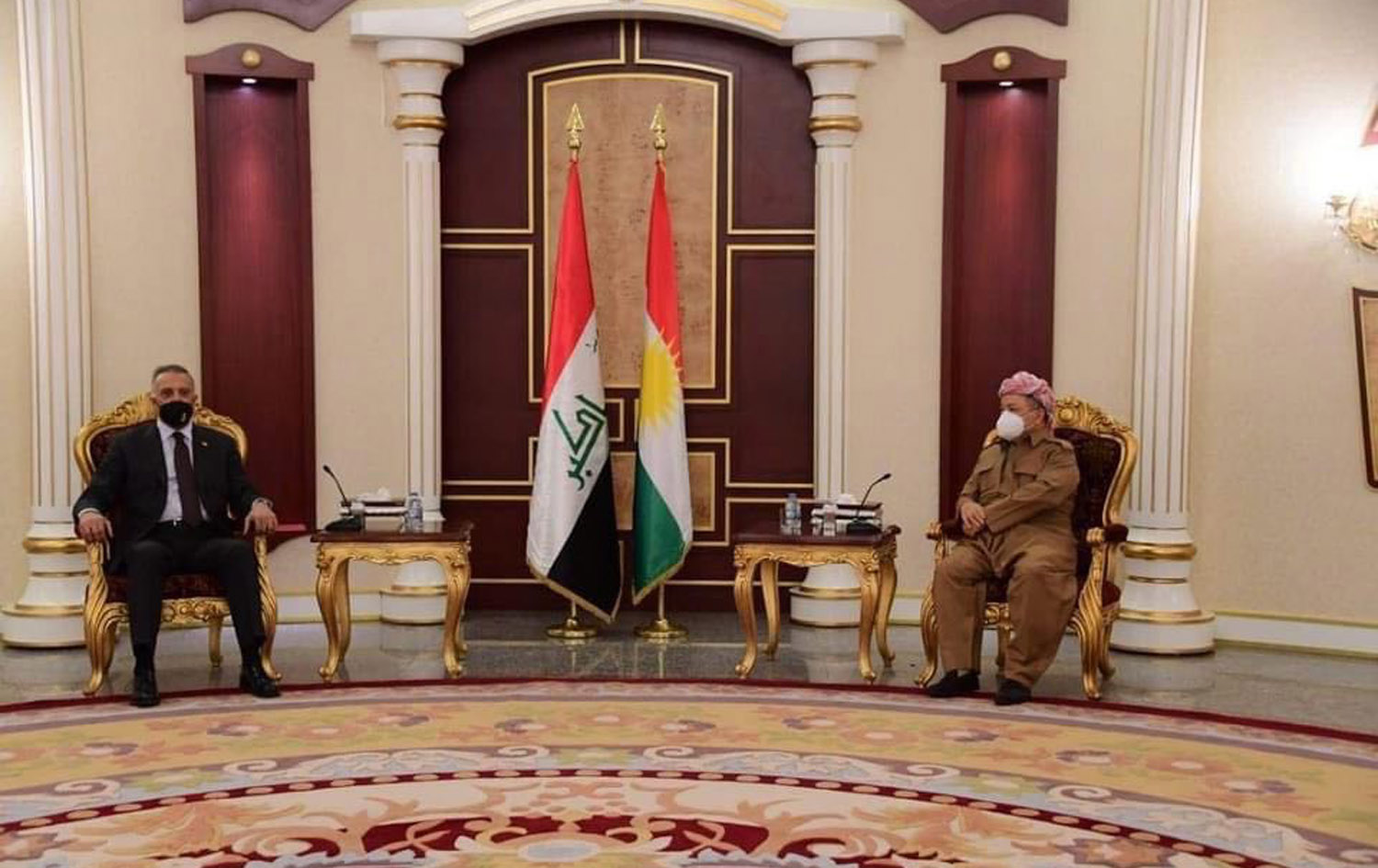 Serok Barzanî û Serokwezîrê Iraqê Mistefa Kazimî